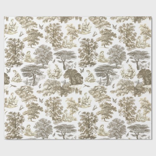 Classy Elegant Rustiek Beige Country Toile Cadeaupapier (Vlak)