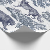 Classy Elegant Rustiek Blauw Bos Dieren Toile Cadeaupapier (Hoek)