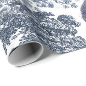 Classy Elegant Rustiek Blauw Bos Dieren Toile Cadeaupapier (Rol Hoek)