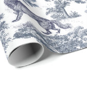 Classy Elegant Rustiek Blauw Bos Dieren Toile Cadeaupapier (Rol Hoek)
