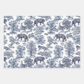 Classy Elegant Rustiek Blauw Bos Dieren Toile Inpakpapier Vel (Voorkant 2)