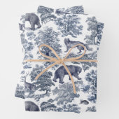 Classy Elegant Rustiek Blauw Bos Dieren Toile Inpakpapier Vel (In situ)
