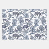 Classy Elegant Rustiek Blauw Bos Dieren Toile Inpakpapier Vel (Voorkant)