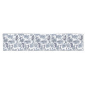 Classy Elegant Rustiek Blauw Bos Dieren Toile Korte Tafelloper (Horizontaal)