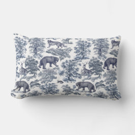 Classy Elegant Rustiek Blauw Bos Dieren Toile Kussen