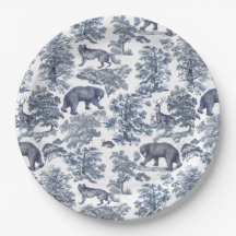 Classy Elegant Rustiek Blauw Bos Dieren Toile