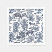 Classy Elegant Rustiek Blauw Bos Dieren Toile Servet (Voorkant)