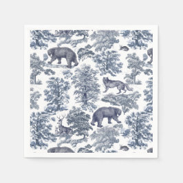 Classy Elegant Rustiek Blauw Bos Dieren Toile Servet