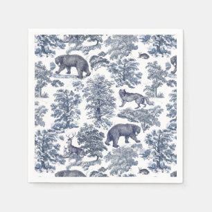 Classy Elegant Rustiek Blauw Bos Dieren Toile Servet