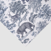 Classy Elegant Rustiek Blauw Bos Dieren Toile Tissuepapier (Detail)