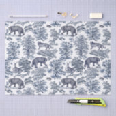 Classy Elegant Rustiek Blauw Bos Dieren Toile Tissuepapier (Craft)