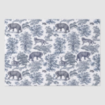 Classy Elegant Rustiek Blauw Bos Dieren Toile