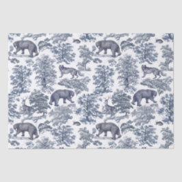Classy Elegant Rustiek Blauw Bos Dieren Toile Tissuepapier