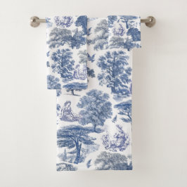Classy Elegant Rustiek Blauw Land Toile Bad Handdoek