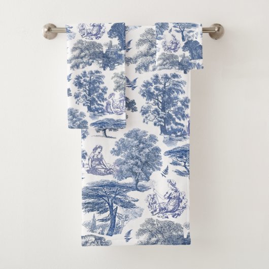 Classy Elegant Rustiek Blauw Land Toile Bad Handdoek (Insitu)