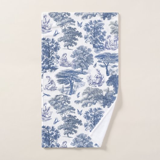 Classy Elegant Rustiek Blauw Land Toile Bad Handdoek (Handdoek)