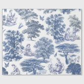Classy Elegant Rustiek Blauw Land Toile Cadeaupapier (Vlak)