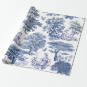 Classy Elegant Rustiek Blauw Land Toile Cadeaupapier (Uitgerold)
