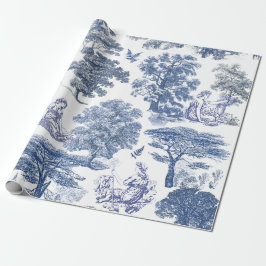 Classy Elegant Rustiek Blauw Land Toile Cadeaupapier
