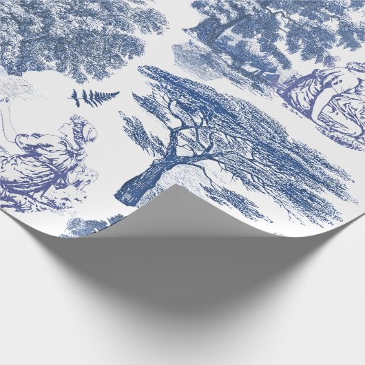 Classy Elegant Rustiek Blauw Land Toile Cadeaupapier (Hoek)