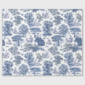 Classy Elegant Rustiek Blauw Land Toile Cadeaupapier (Vlak)