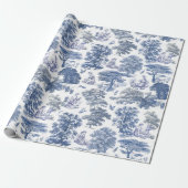 Classy Elegant Rustiek Blauw Land Toile Cadeaupapier (Uitgerold)