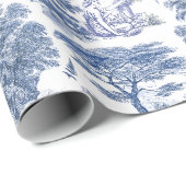 Classy Elegant Rustiek Blauw Land Toile Cadeaupapier (Rol Hoek)