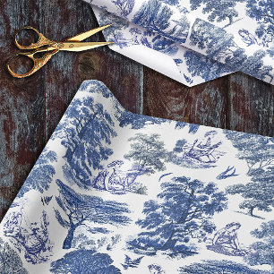 Classy Elegant Rustiek Blauw Land Toile Cadeaupapier