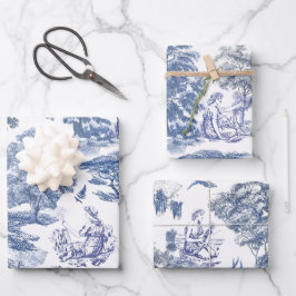 Classy Elegant Rustiek Blauw Land Toile Inpakpapier Vel