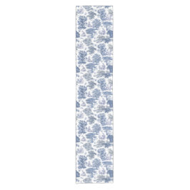 Classy Elegant Rustiek Blauw Land Toile Korte Tafelloper