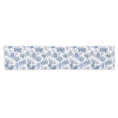 Classy Elegant Rustiek Blauw Land Toile Korte Tafelloper (Horizontaal)