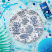 Classy Elegant Rustiek Blauw Land Toile Papieren Bordje (Feest)