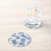 Classy Elegant Rustiek Blauw Land Toile Ronde Kartonnen Onderzetter (Insitu)