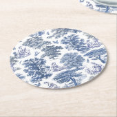 Classy Elegant Rustiek Blauw Land Toile Ronde Kartonnen Onderzetter (Gebogen)