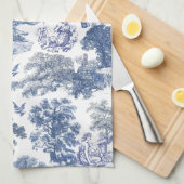 Classy Elegant Rustiek Blauw Land Toile Theedoek (Quarter Fold)