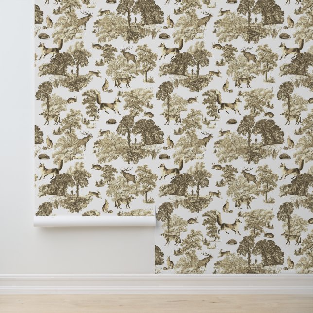 Classy Elegant Rustiek Fox Bos Dieren Toile Behang (Applicatie)