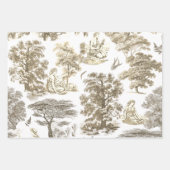 Classy Elegant Rustiek Goud Beige Country Toile Inpakpapier Vel (Voorkant 3)