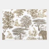 Classy Elegant Rustiek Goud Beige Country Toile Inpakpapier Vel (Voorkant 2)