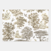 Classy Elegant Rustiek Goud Beige Country Toile Inpakpapier Vel (Voorkant)