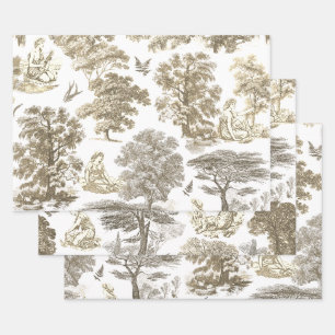 Classy Elegant Rustiek Goud Beige Country Toile Inpakpapier Vel