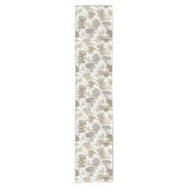Classy Elegant Rustiek Goud Beige Country Toile Korte Tafelloper (Voorkant)