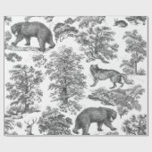 Classy Elegant Rustiek Grijs Bos Dieren Toile Cadeaupapier (Vlak)