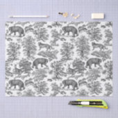 Classy Elegant Rustiek Grijs Bos Dieren Toile Tissuepapier (Craft)