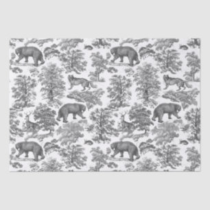 Classy Elegant Rustiek Grijs Bos Dieren Toile Tissuepapier