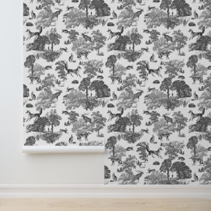 Classy Elegant Rustiek Grijs Fox Bos Dier Toile Behang