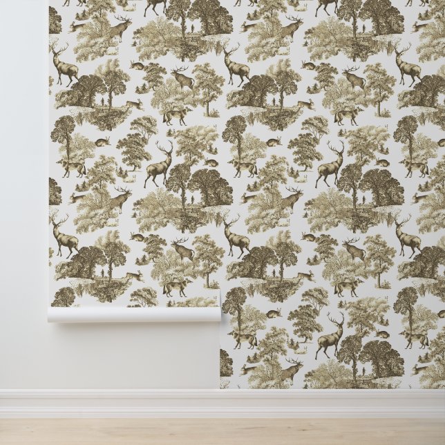 Classy Elegant Rustiek Herten Bos Dieren Toile Behang (Applicatie)