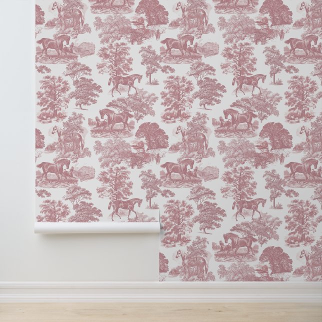 Classy Elegant Rustiek Roze Paard Toile Behang (Applicatie)