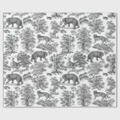 Classy Elegant Rustiek Zwarte Woud Dieren Toile Cadeaupapier (Vlak)