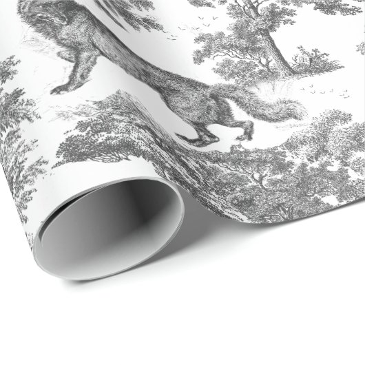 Classy Elegant Rustiek Zwarte Woud Dieren Toile Cadeaupapier (Rol Hoek)