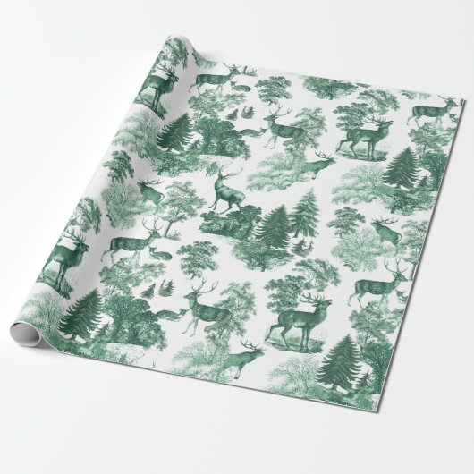 Classy Elegant  Sage Green Deer Woodland Cadeaupapier (Uitgerold)
